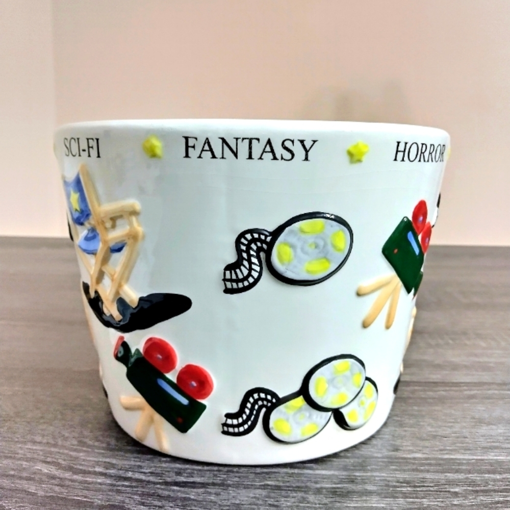 Rare Vintage Ceramic Popcorn movie white bucket. By Designpac.